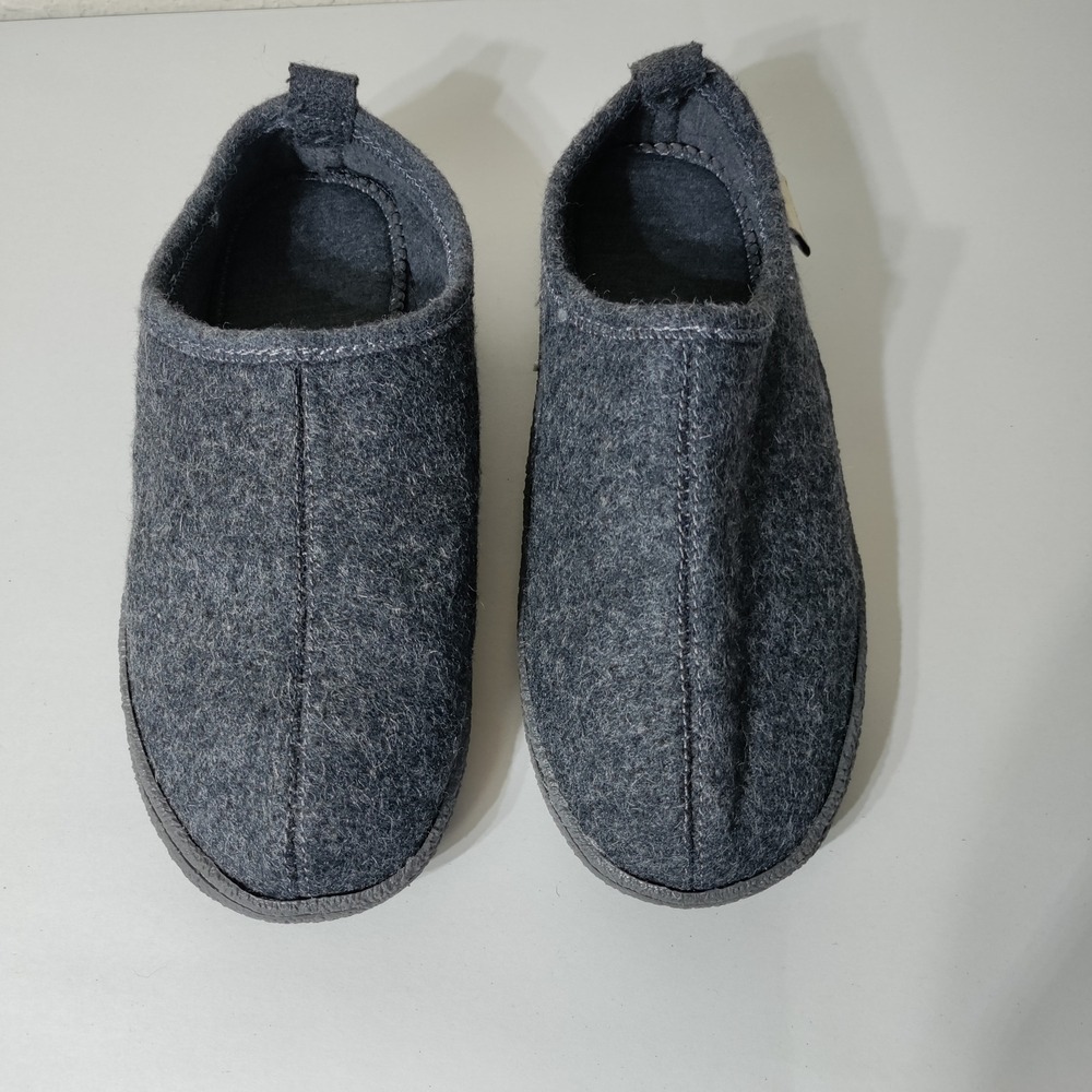Mi Woollies Mens Grey Wool Blend Felt‎ Slippers Size M7 Charcoal Slip On Shoes